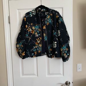 Zara Quilted Floral Bomber Jacket